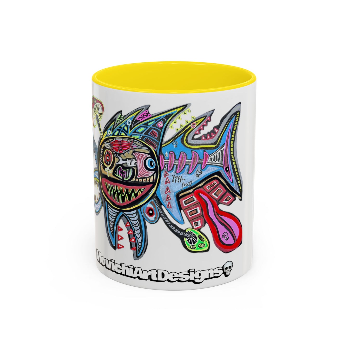 Colorful Shark Attack  Fish Accent Coffee Mug — Bold Nautical Art 11/15oz