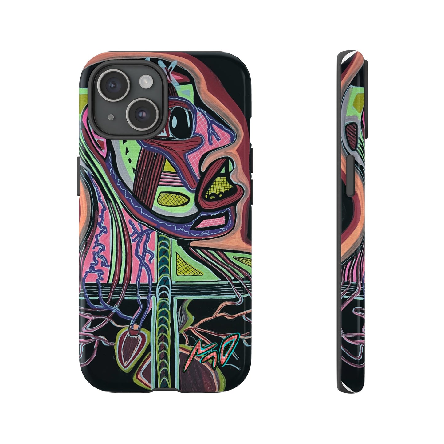 HEART ATTACK Abstract Neon Face Tough Phone Case – Vibrant Art Phone Cover