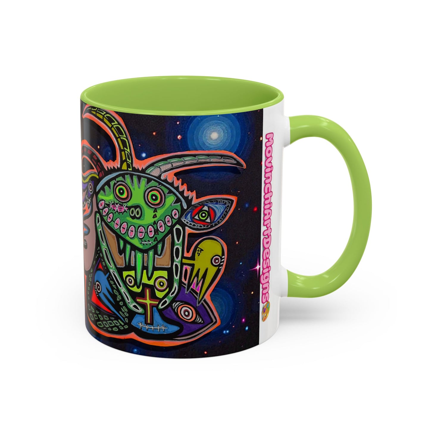 Psychedelic RYDER2.0   Space Goat Accent Coffee Mug — Colorful Cosmic Animal Art (11/15oz)