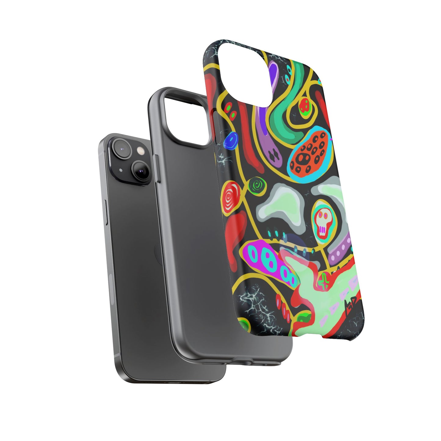 CRAZY4  Abstract Neon Skull Phone Case — Colorful Psychedelic Protective Cover