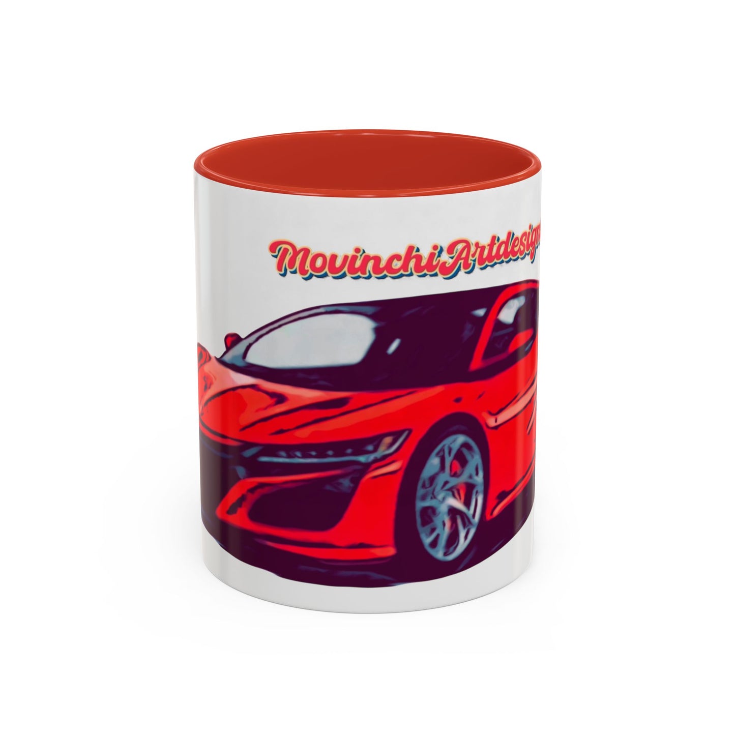 Red NSX Supercar Accent Coffee Mug — MovinchiArtDesigns Sports Car Graphic