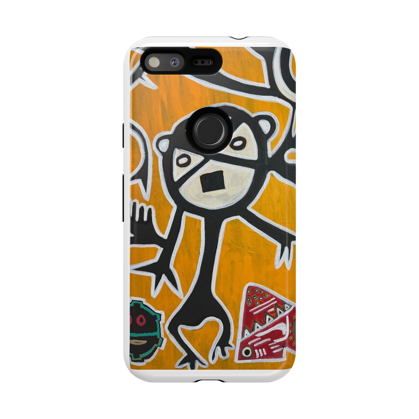 Abstract TAINO  Tribal Art Phone Case – Bold Orange Graphic Protective Cover