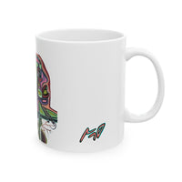 HEART ATTACK  Abstract Psychedelic Skull Ceramic Mug — Colorful Anatomical Art (11oz & 15oz)