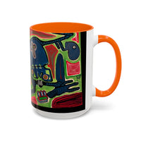 AFTER LIFE.  Abstract Tribal Art Coffee Mug — Colorful Surreal Accent Mug