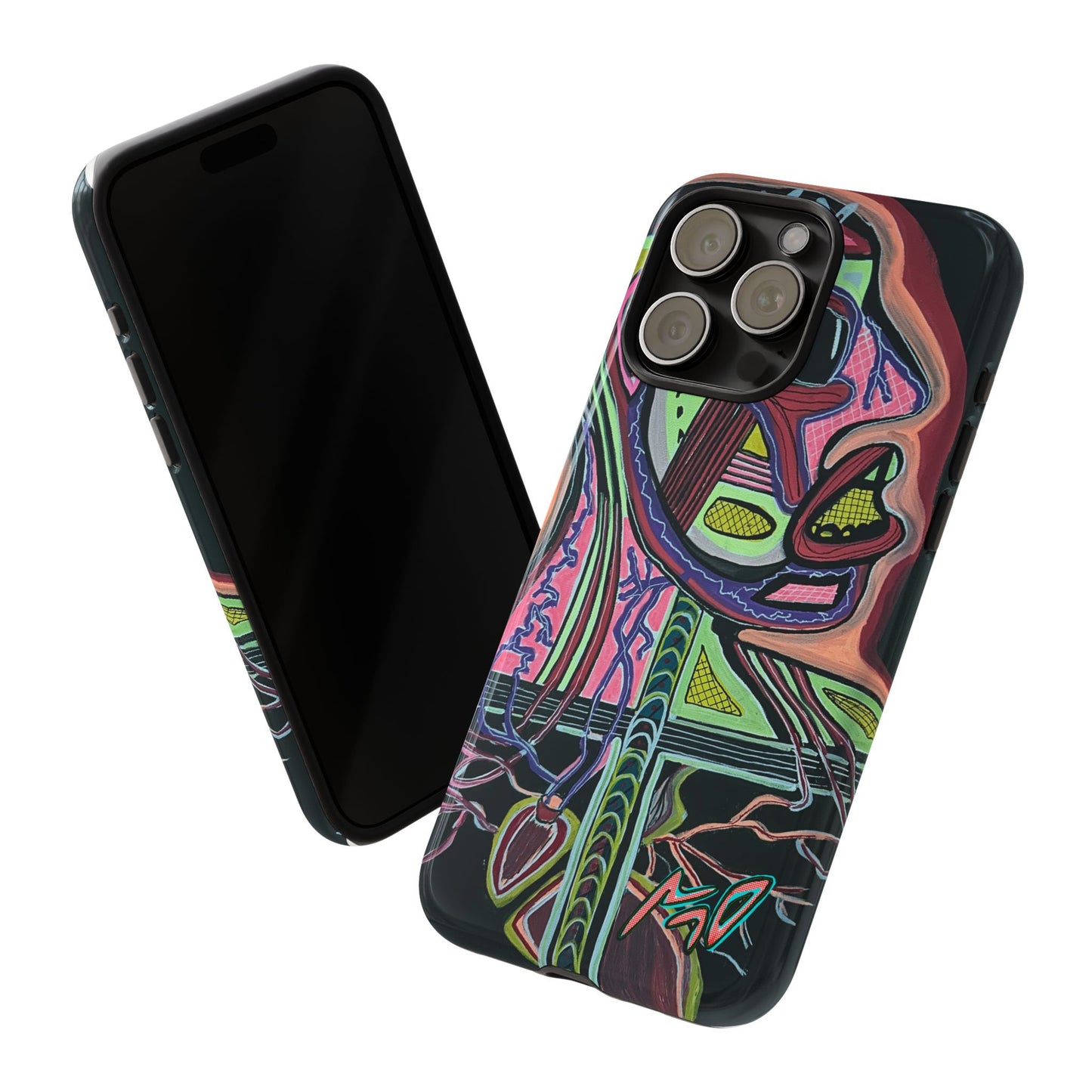 HEART ATTACK Abstract Neon Face Tough Phone Case – Vibrant Art Phone Cover