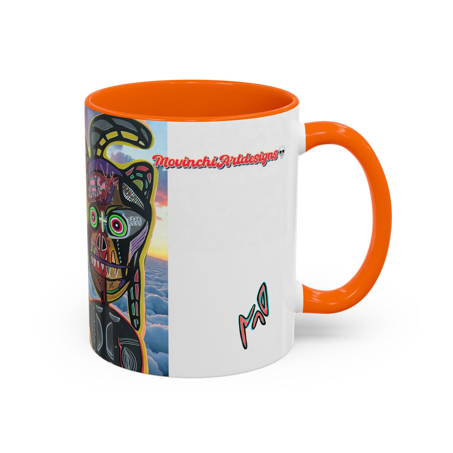 Surreal VINCENT Tribal Warrior Accent Coffee Mug — Colorful Skull Art 11/15oz