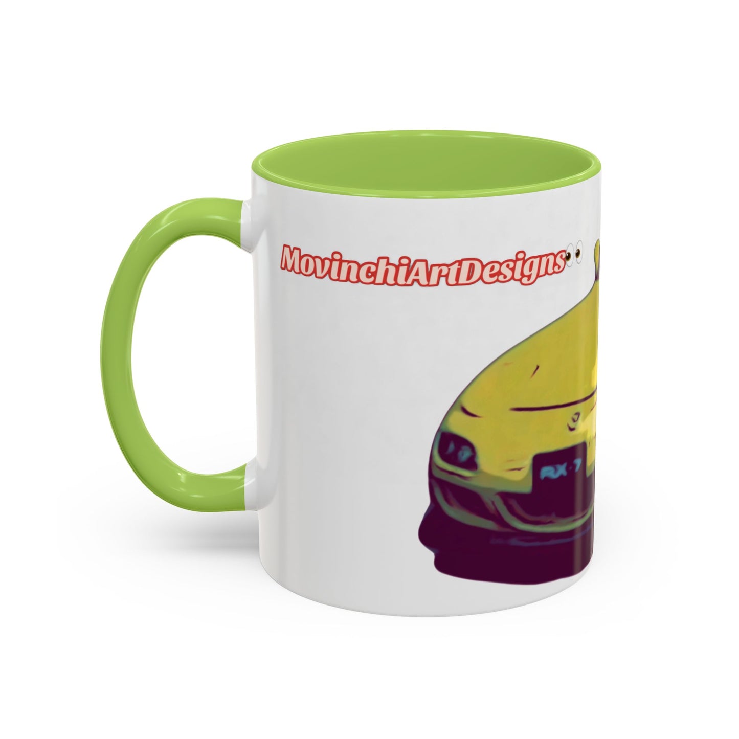 RX7  Coffee Mug — Yellow Sports Car Illustration Accent Mug