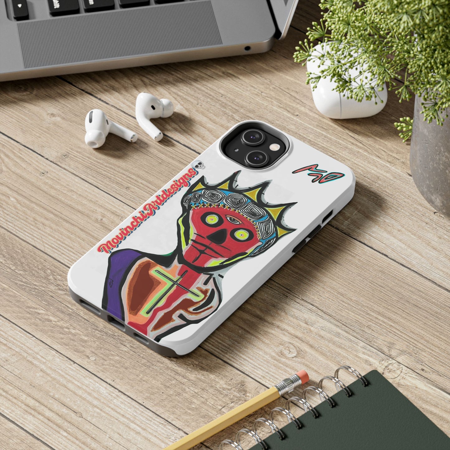 Artistic Crown KING GRAY  Skull Tough Phone Case — Colorful Abstract Guardian Design