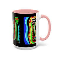 CRAZY.   Neon Face Accent Coffee Mug – Colorful Psychedelic Art Ceramic Mug