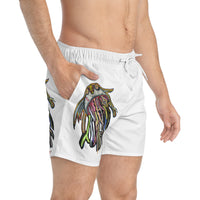 CRAZY TUNA.   Art Swim Trunks - Colorful Abstract Sea Creature Boardshorts