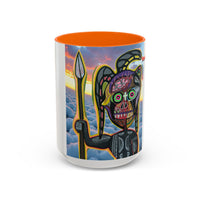 Surreal VINCENT Tribal Warrior Accent Coffee Mug — Colorful Skull Art 11/15oz