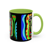 CRAZY.   Neon Face Accent Coffee Mug – Colorful Psychedelic Art Ceramic Mug