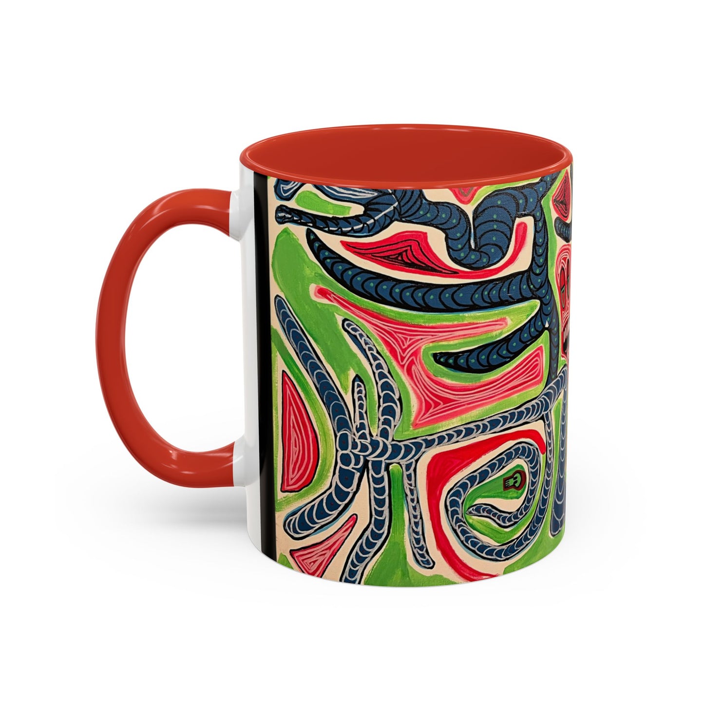 AFTER LIFE.  Abstract Tribal Art Coffee Mug — Colorful Surreal Accent Mug