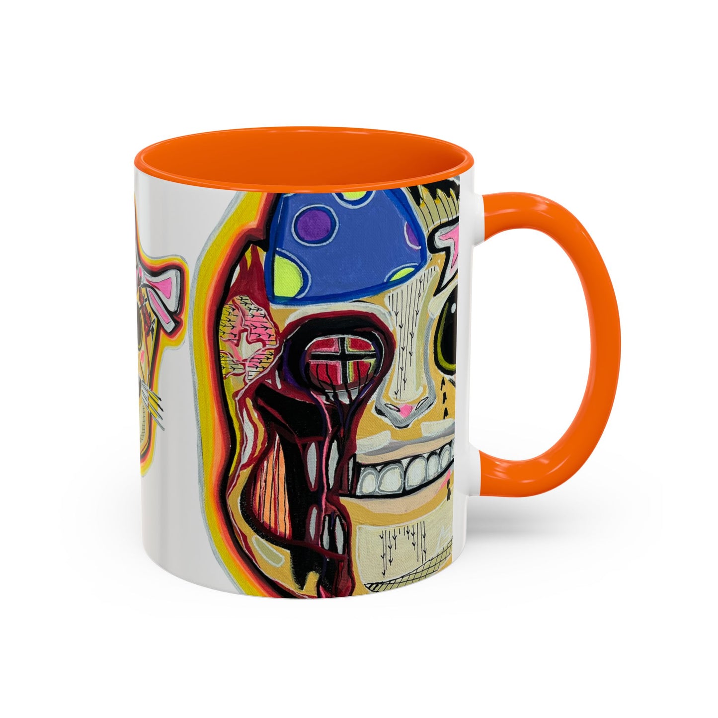 POOKIES BEAR Cat Skull Accent Coffee Mug — Day of the Dead Gothic Cat Design