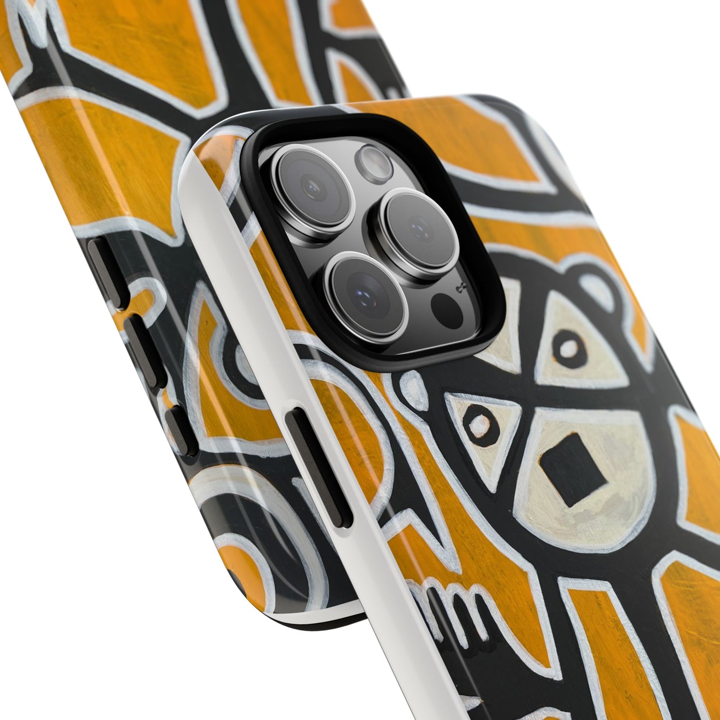 Abstract TAINO  Tribal Art Phone Case – Bold Orange Graphic Protective Cover