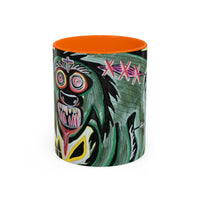 CHUPACABRAS.  Green Monster Art Coffee Mug — Spooky Neon Creature Accent Mug (11/15oz)
