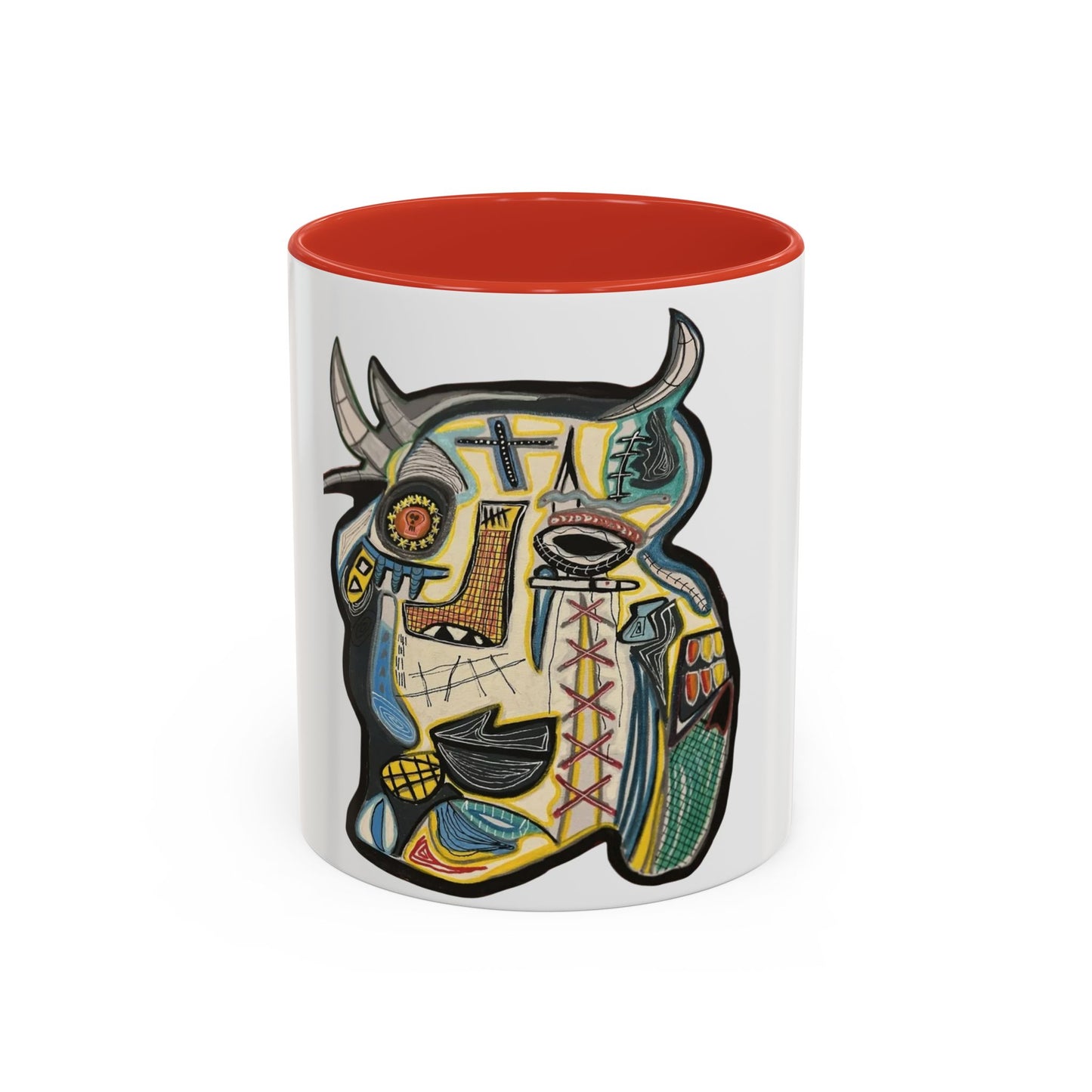Abstract MOVINCHI Art Coffee Mug — Colorful Cubist Ceramic Accent Mug