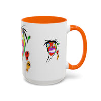 Colorful Tribal Mask Coffee Mug — Vibrant Skull Art Accent Mug (11/15oz)