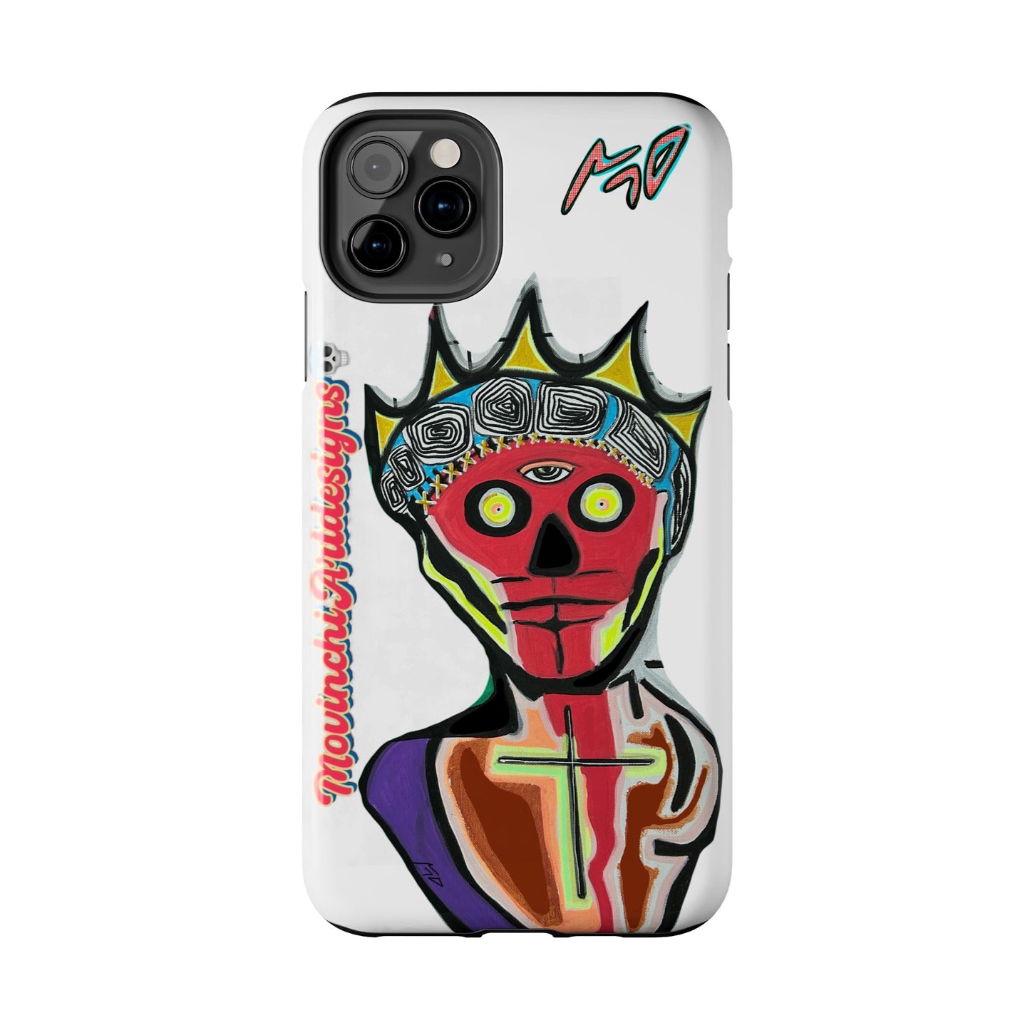 Artistic Crown KING GRAY  Skull Tough Phone Case — Colorful Abstract Guardian Design