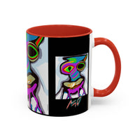 Abstract Alien Art Coffee Mug — Colorful Surreal Creature Accent Mug