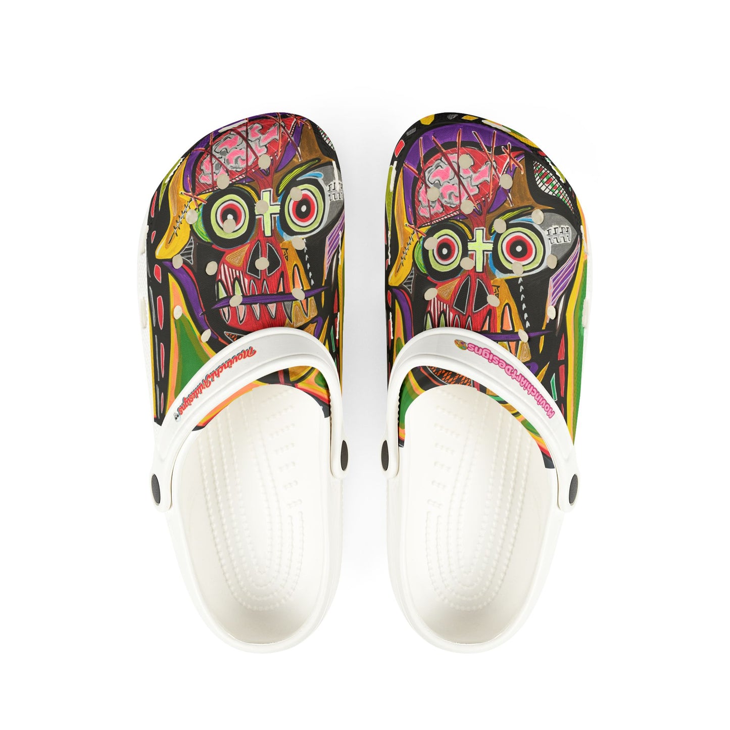 Colorful  VINCENT Skull Art Foam Clogs — EVA Slip-On Garden Shoes
