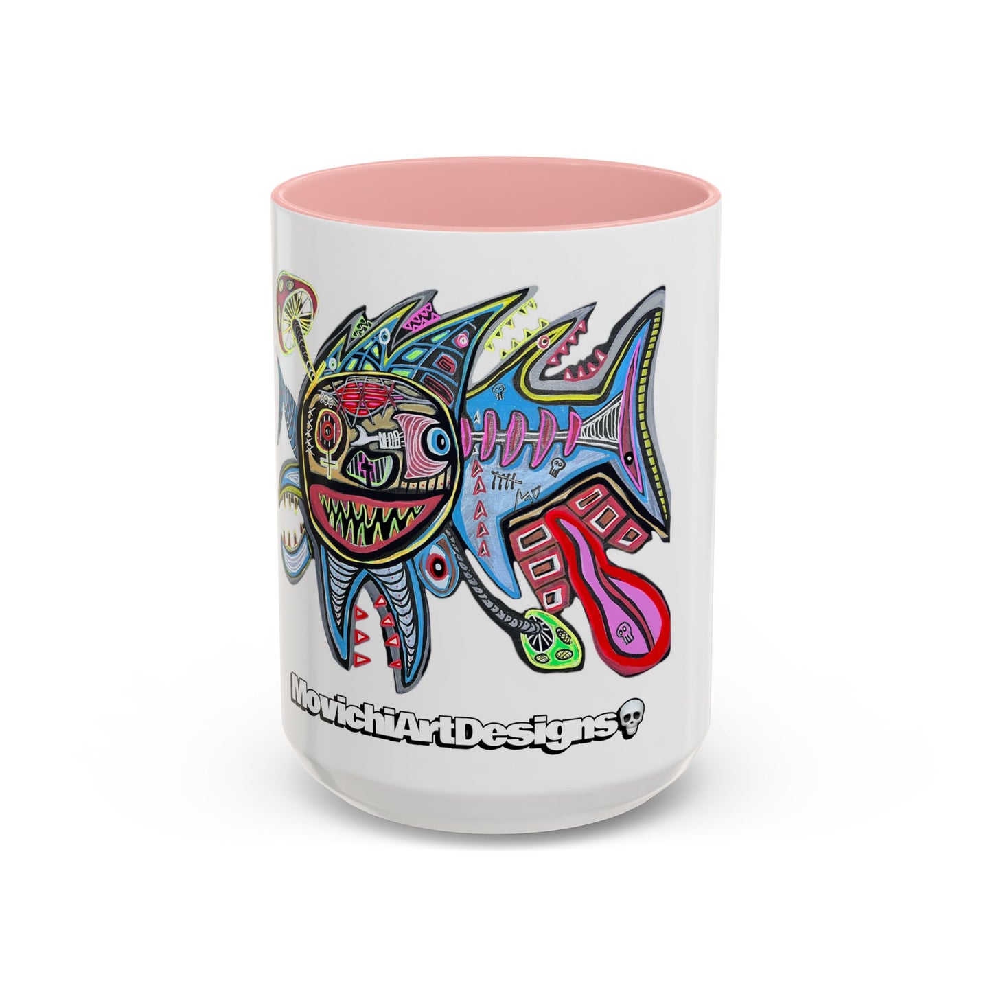 Colorful Shark Attack  Fish Accent Coffee Mug — Bold Nautical Art 11/15oz
