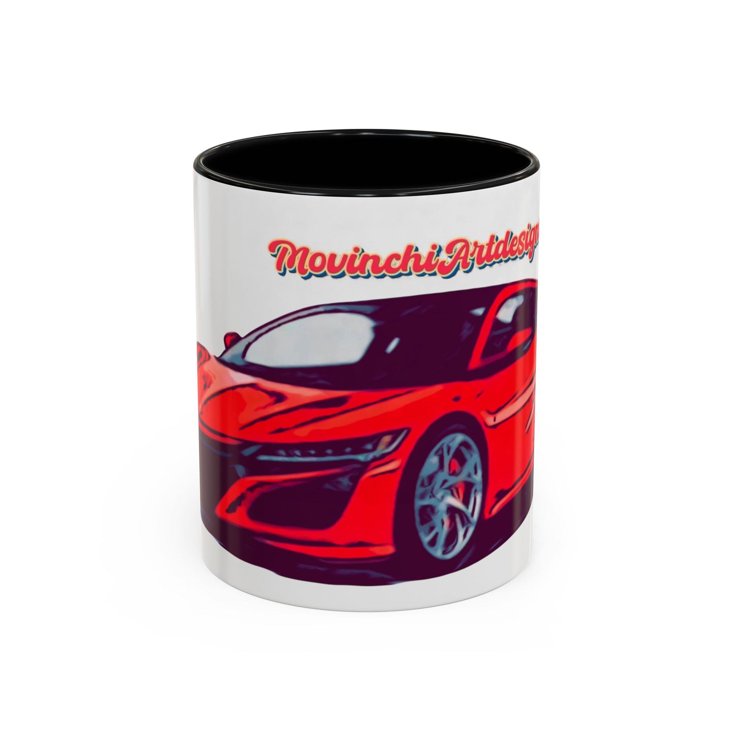Red NSX Supercar Accent Coffee Mug — MovinchiArtDesigns Sports Car Graphic
