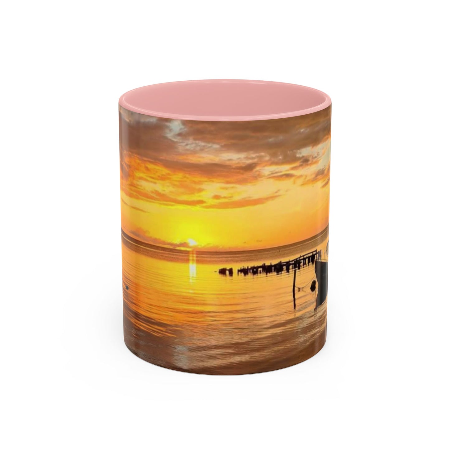 Sunset Harbor Coffee Mug — Golden Beach Sunrise Accent Mug (11/15oz)