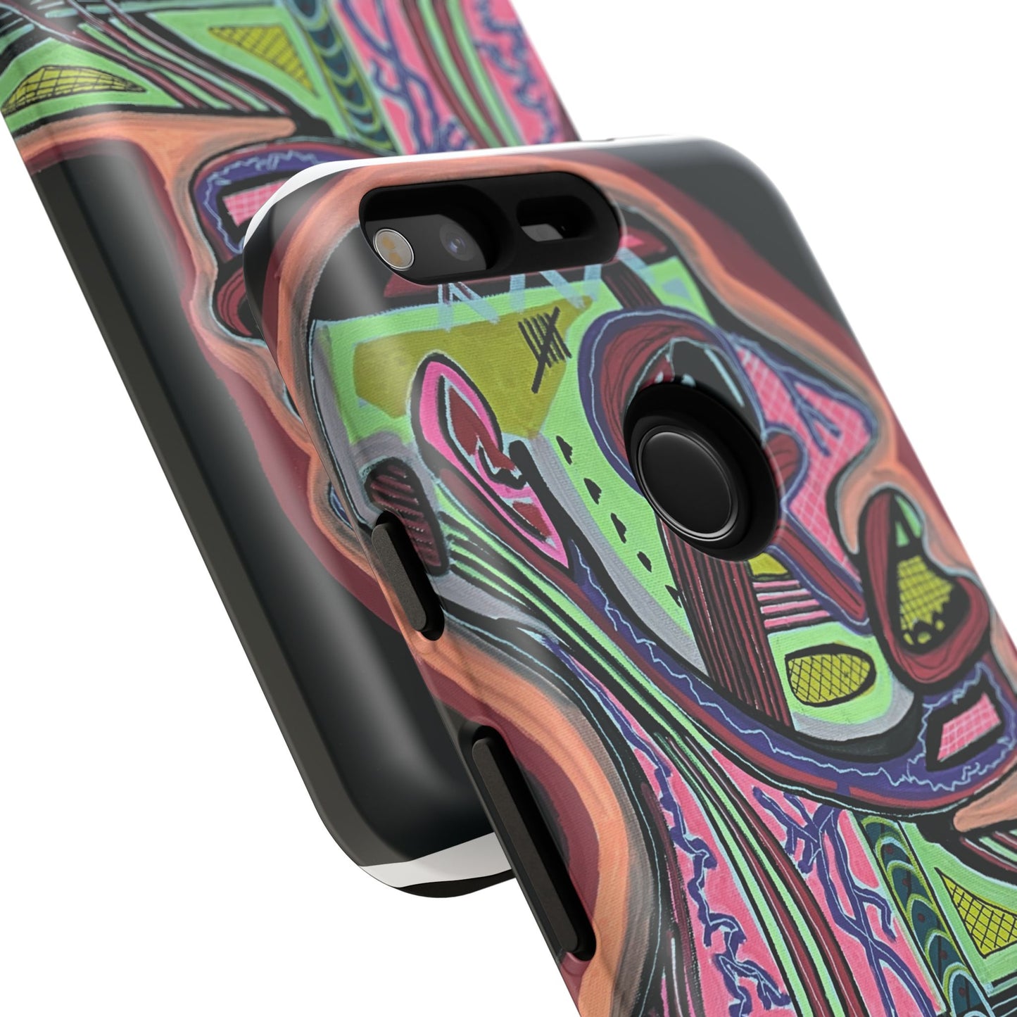 HEART ATTACK Abstract Neon Face Tough Phone Case – Vibrant Art Phone Cover