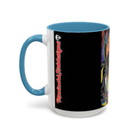 Colorful Neon OVERTHINKING  Skull Coffee Mug — Vibrant Abstract Day of the Dead Accent Mug