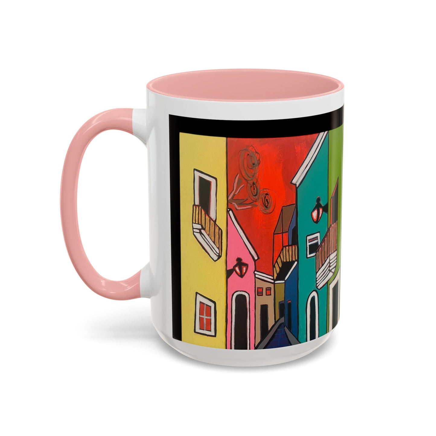 VIEJO SAN JUAN,  Colorful Cityscape Coffee Mug — Vibrant European Street Accent Mug
