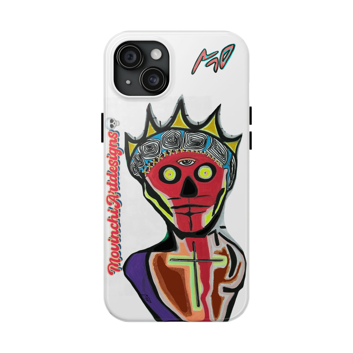 Artistic Crown KING GRAY  Skull Tough Phone Case — Colorful Abstract Guardian Design