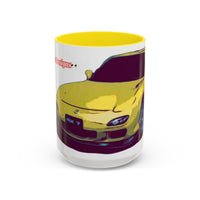 RX7  Coffee Mug — Yellow Sports Car Illustration Accent Mug