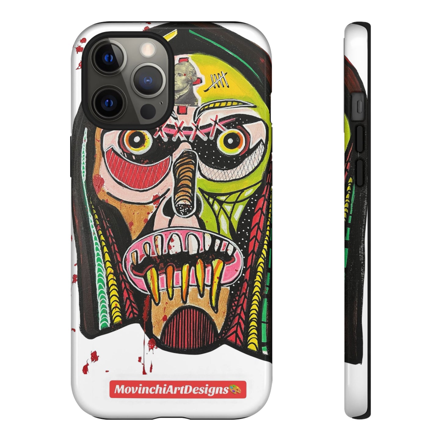 KUNTA.  Abstract Tribal Skull Phone Case — Colorful Street Art Protective Cover