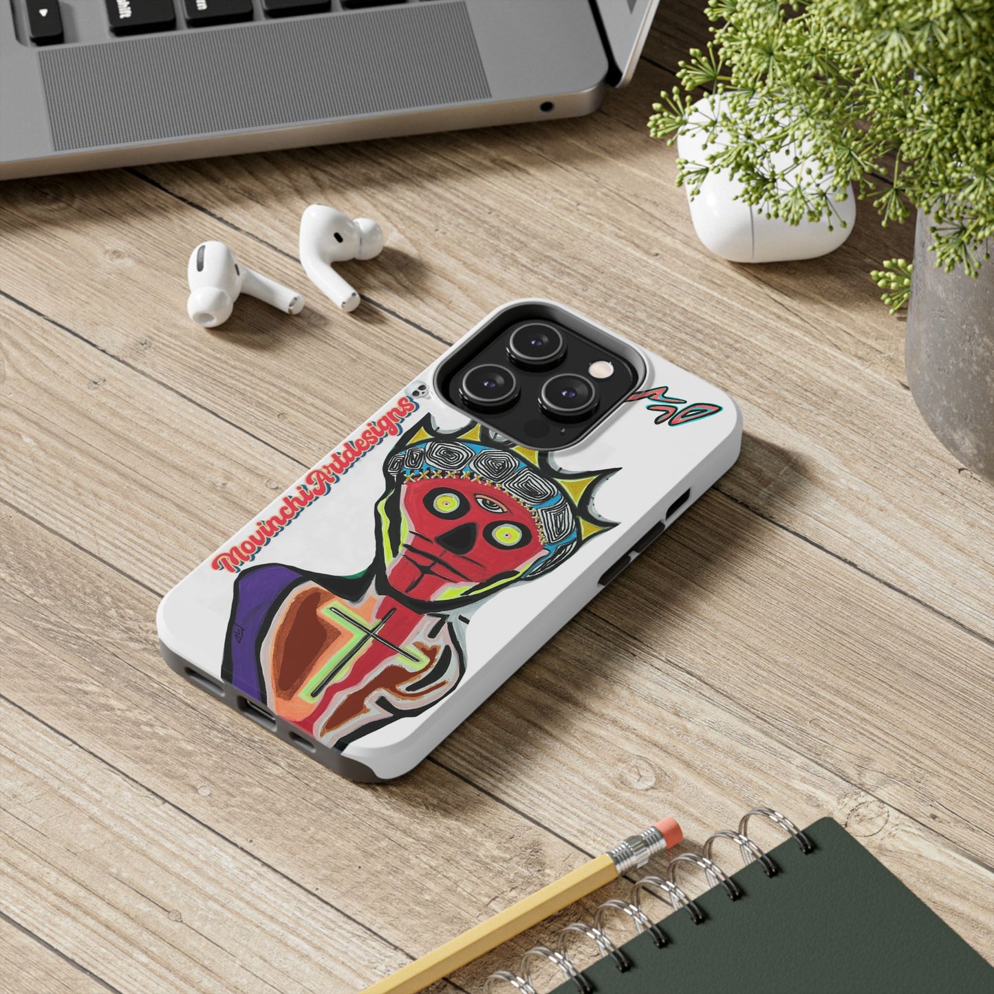 Artistic Crown KING GRAY  Skull Tough Phone Case — Colorful Abstract Guardian Design