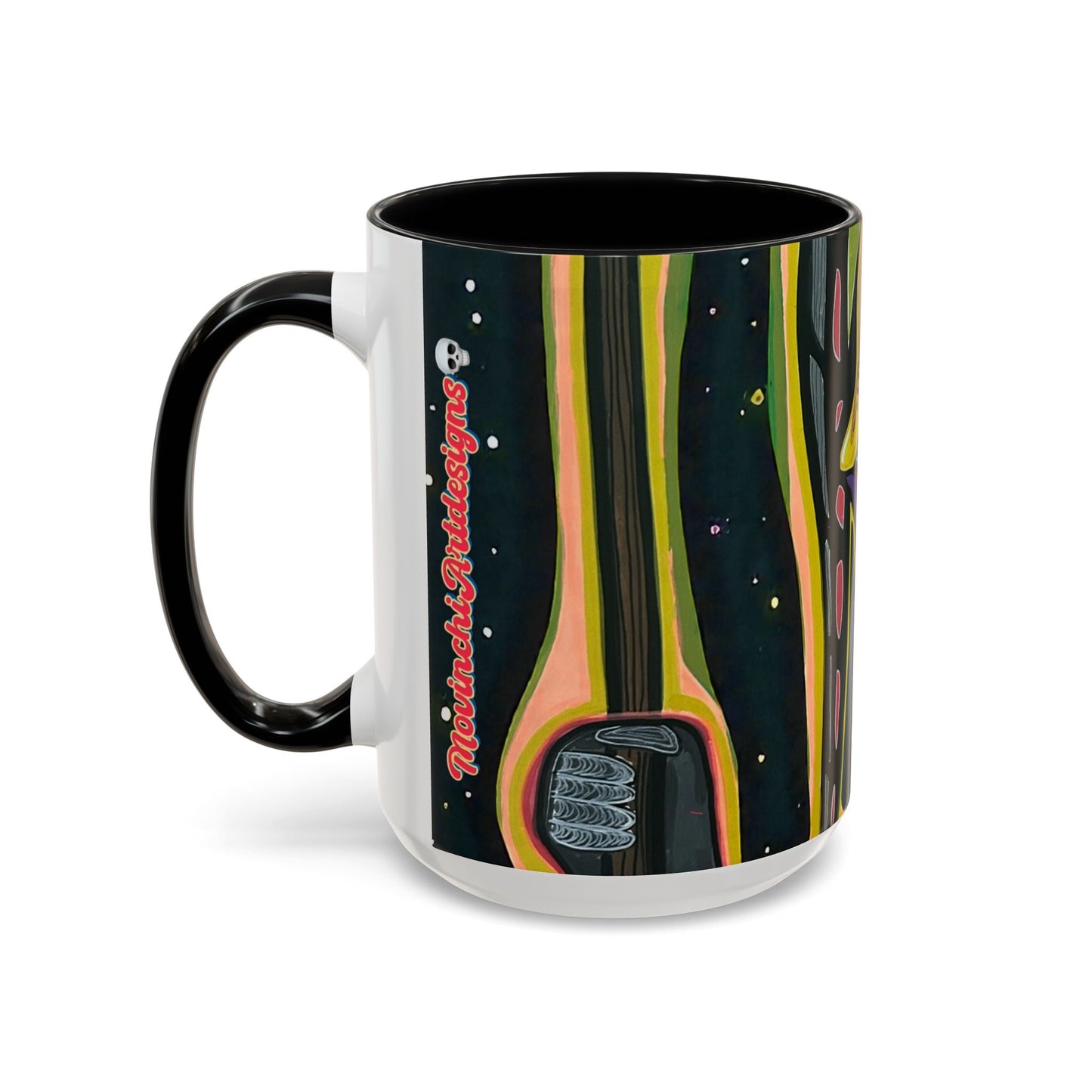 VINCENT  Skull Pop Art Accent Coffee Mug — Colorful Neon Tribal Skull Design (11/15oz)