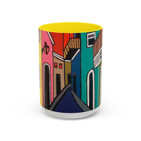 SAN SEBASTIAN2.0 Colorful Canal Houses Accent Coffee Mug — Bright European Street Art Ceramic Mug (11/15oz)