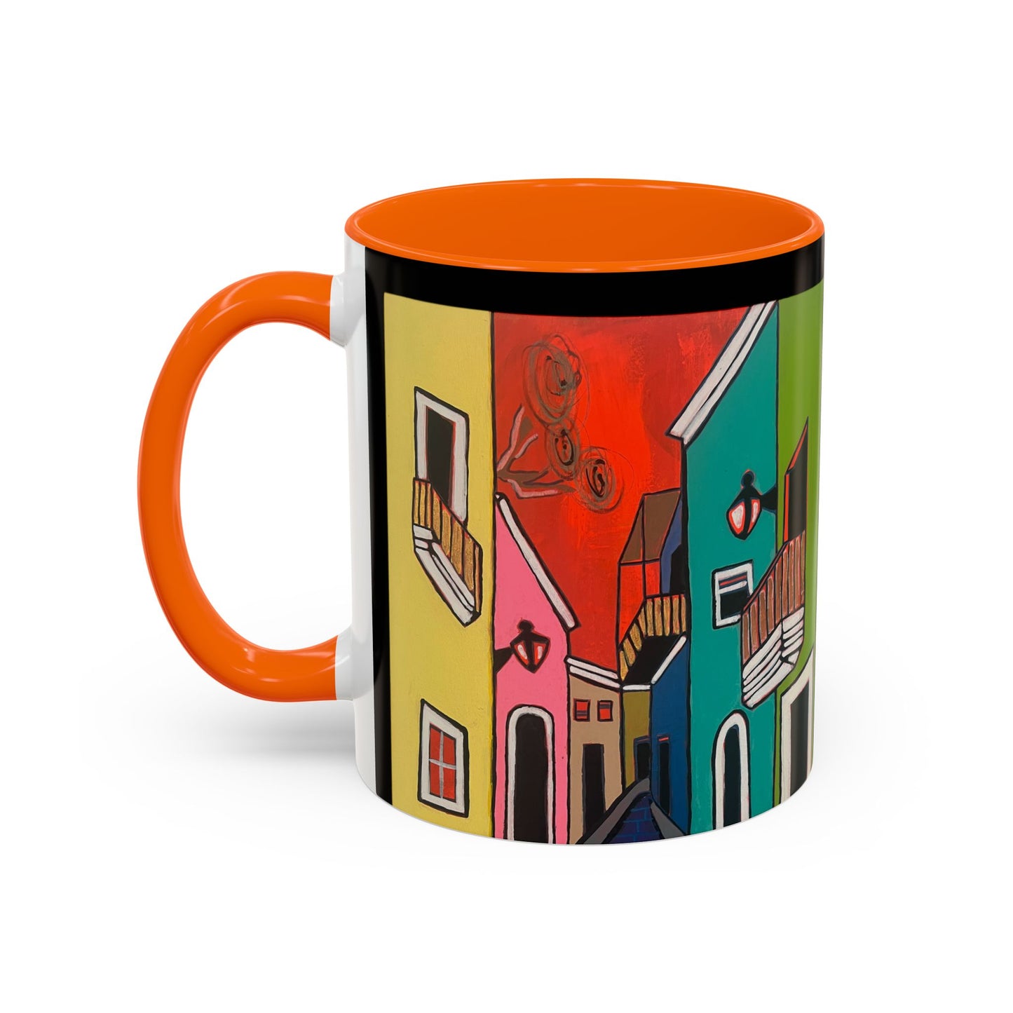 VIEJO SAN JUAN,  Colorful Cityscape Coffee Mug — Vibrant European Street Accent Mug