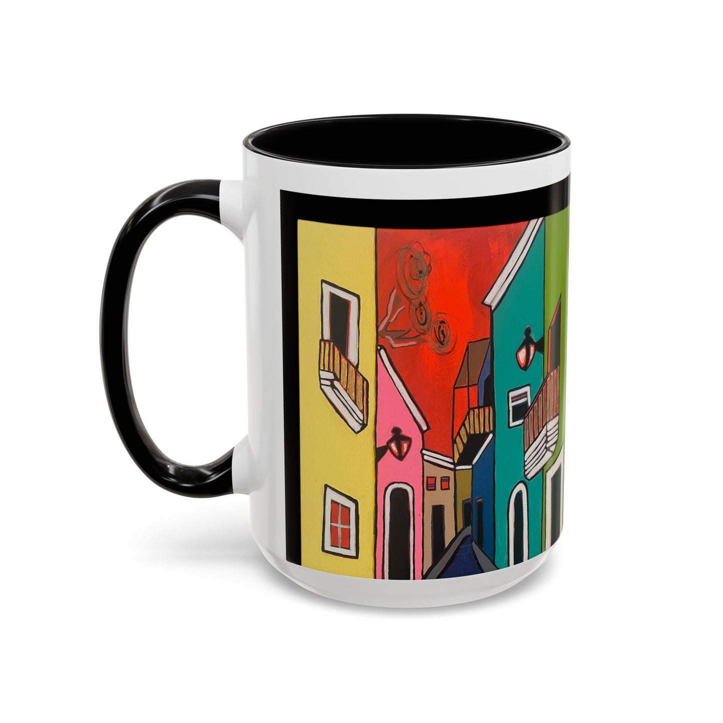 VIEJO SAN JUAN,  Colorful Cityscape Coffee Mug — Vibrant European Street Accent Mug