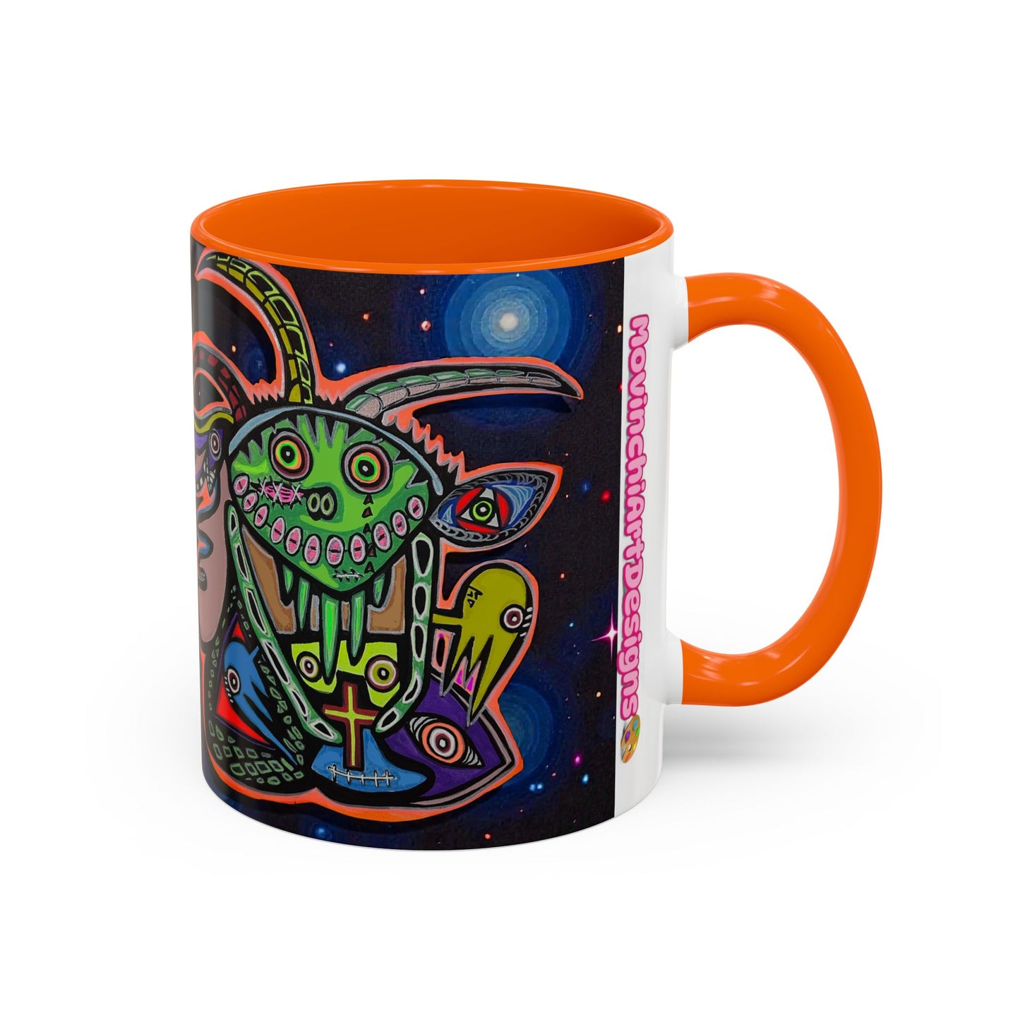 Psychedelic RYDER2.0   Space Goat Accent Coffee Mug — Colorful Cosmic Animal Art (11/15oz)
