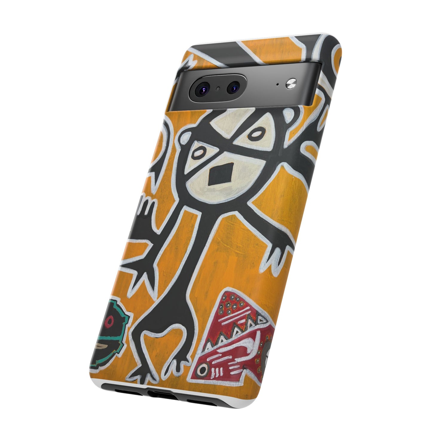 Abstract TAINO  Tribal Art Phone Case – Bold Orange Graphic Protective Cover