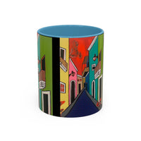 SAN SEBASTIAN.  Colorful Street Scene Accent Coffee Mug — Vibrant Urban Art Ceramic Mug (11/15oz)