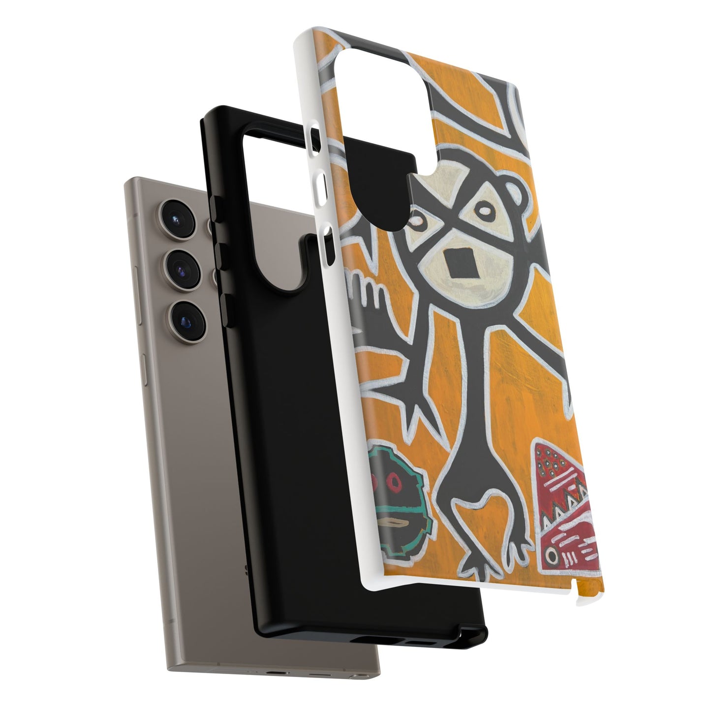Abstract TAINO  Tribal Art Phone Case – Bold Orange Graphic Protective Cover
