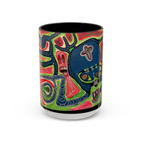 AFTER LIFE.  Abstract Tribal Art Coffee Mug — Colorful Surreal Accent Mug