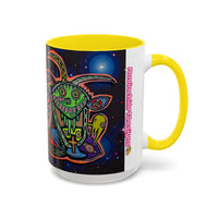 Psychedelic RYDER2.0   Space Goat Accent Coffee Mug — Colorful Cosmic Animal Art (11/15oz)
