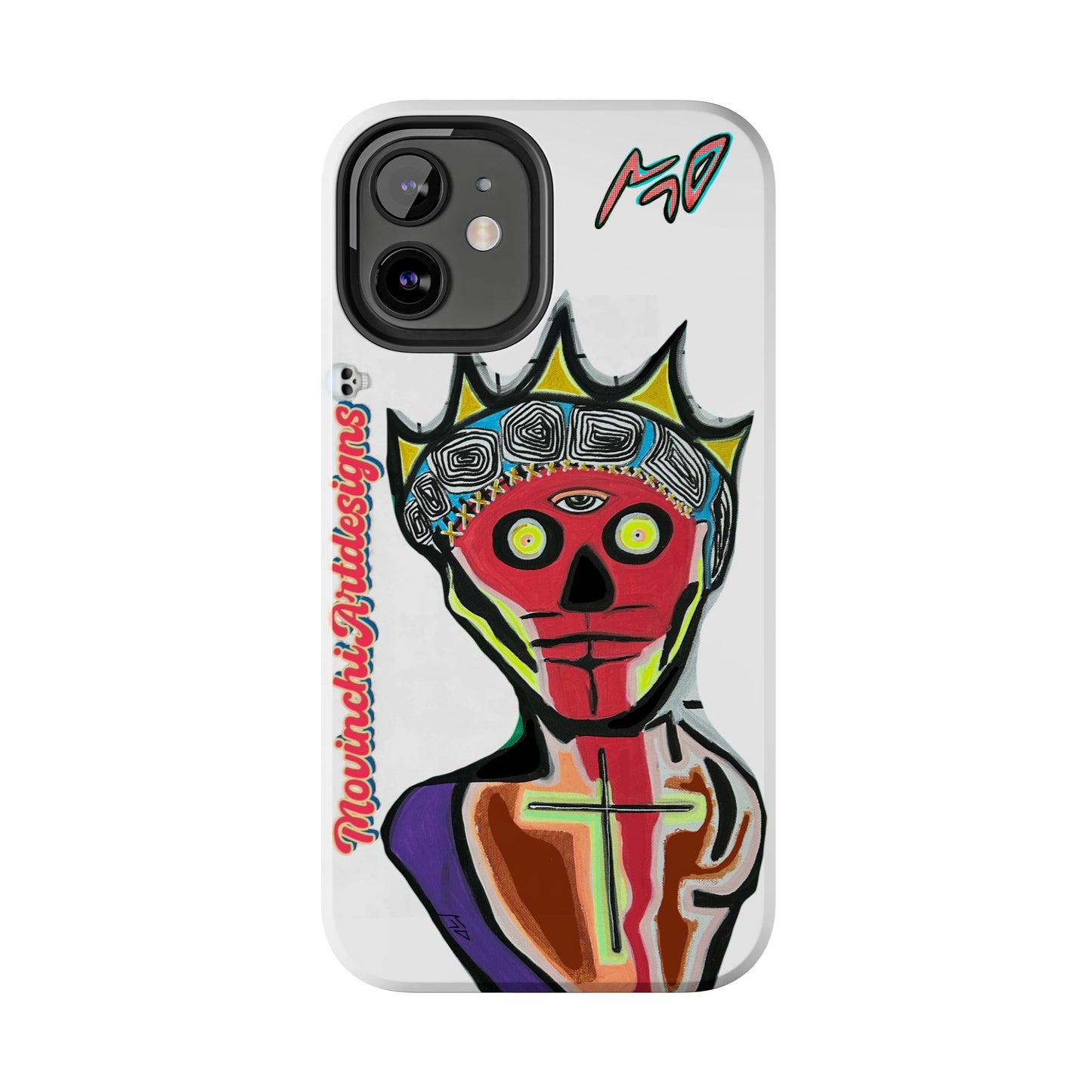 Artistic Crown KING GRAY  Skull Tough Phone Case — Colorful Abstract Guardian Design