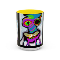 Abstract Alien Art Coffee Mug — Colorful Surreal Creature Accent Mug
