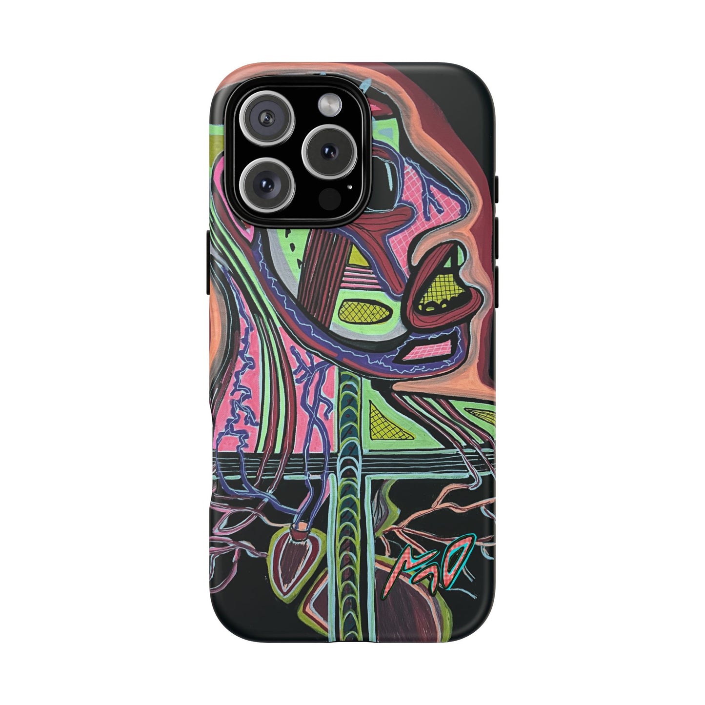 HEART ATTACK Abstract Neon Face Tough Phone Case – Vibrant Art Phone Cover
