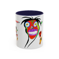 Skullface Accent Coffee Mug — Colorful Day of the Dead Pop Art (11/15oz)