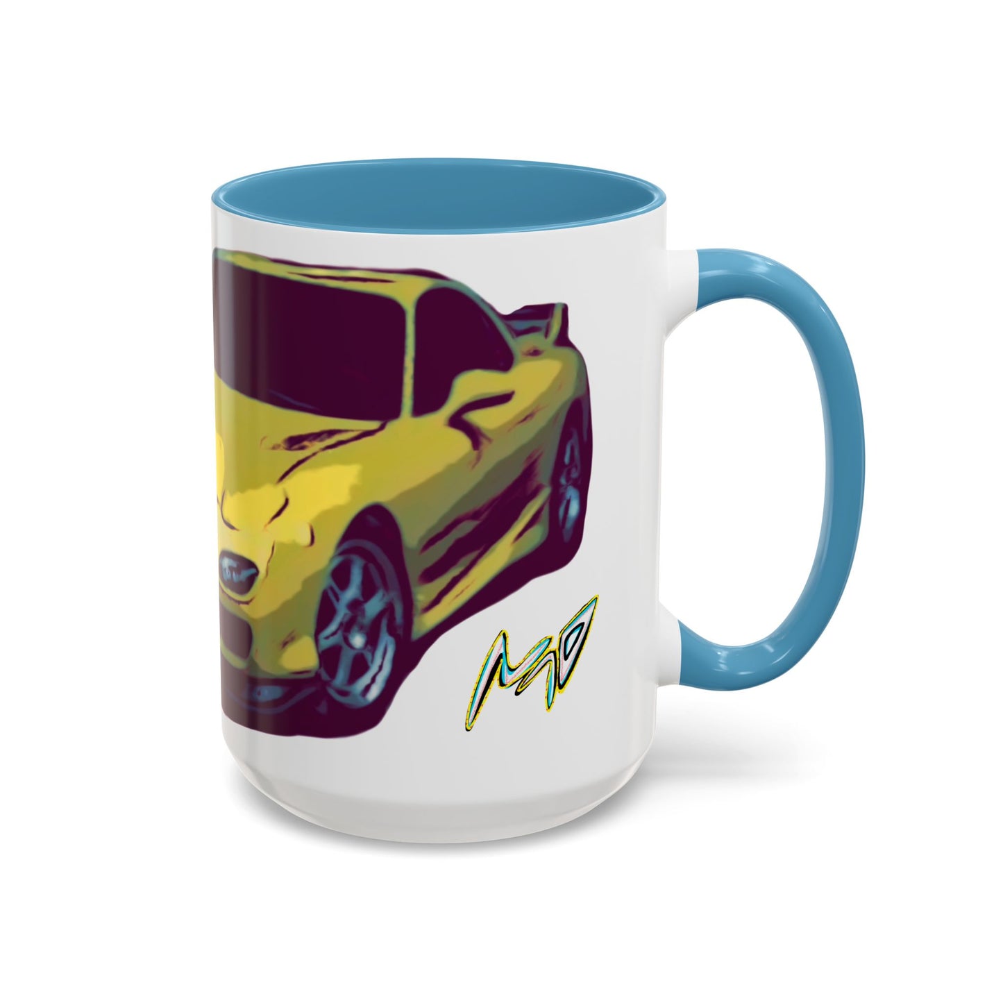 RX7  Coffee Mug — Yellow Sports Car Illustration Accent Mug